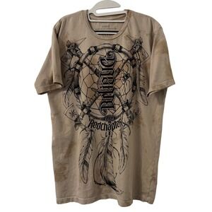 Red Chapter T Shirt Mens L Dreamcatcher Skull Axe Graphic Print Made in USA Moto